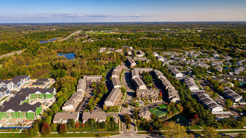 Aerial view of Barclay Park and Ann Arbor