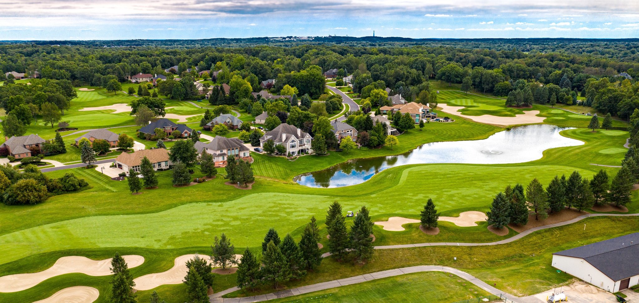 Aerial overview of Prestwick Village golf course