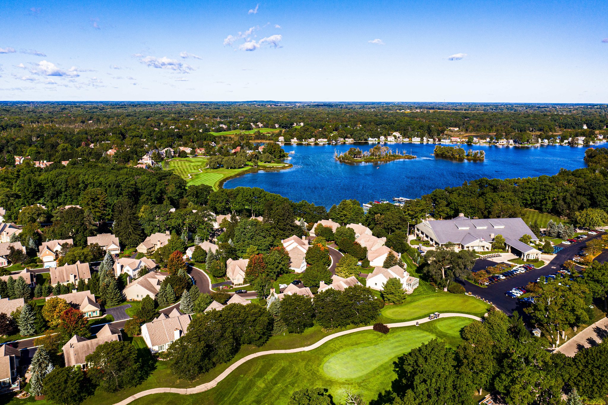 Aerial view of Oak Pointe neighborhood