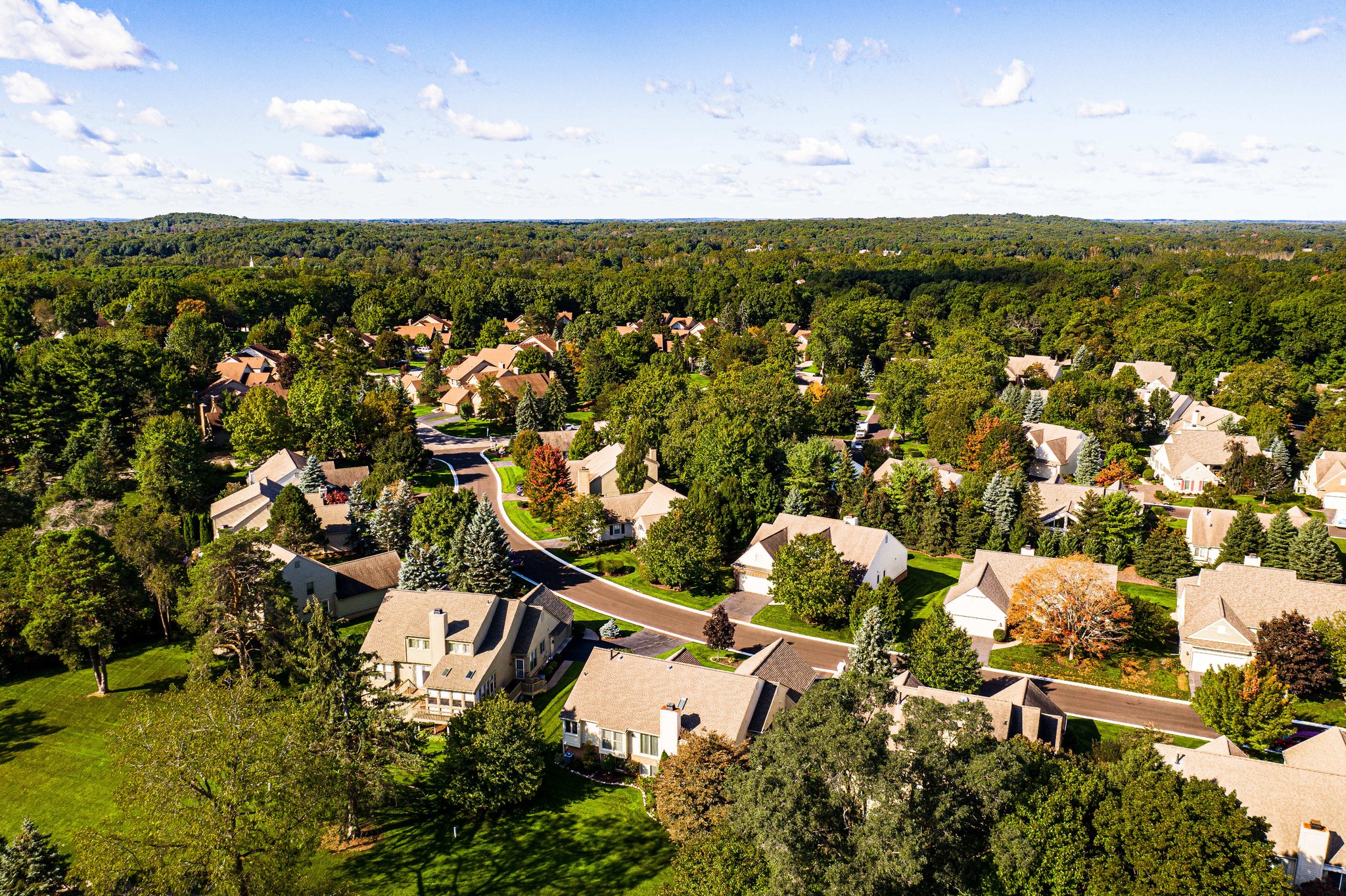 Aerial view of Oak Pointe neighborhood